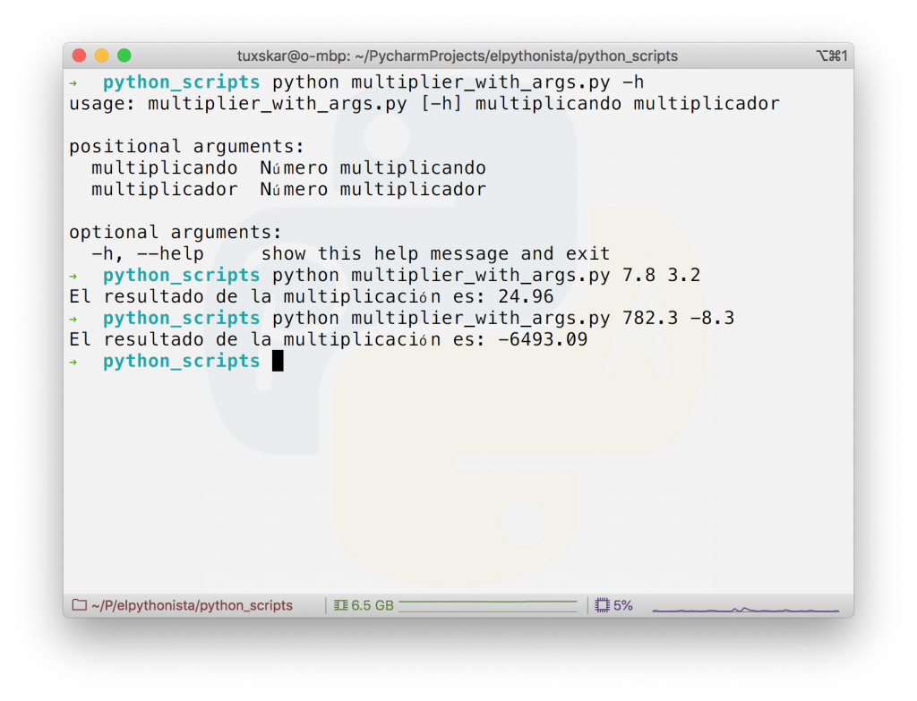 Script Python argparse