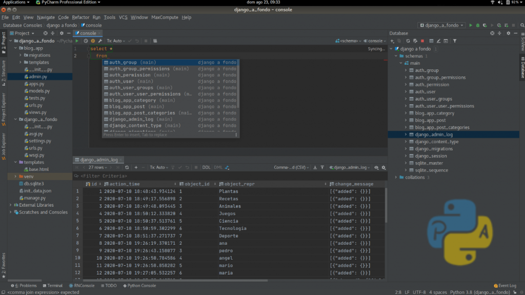 Databases Pycharm
